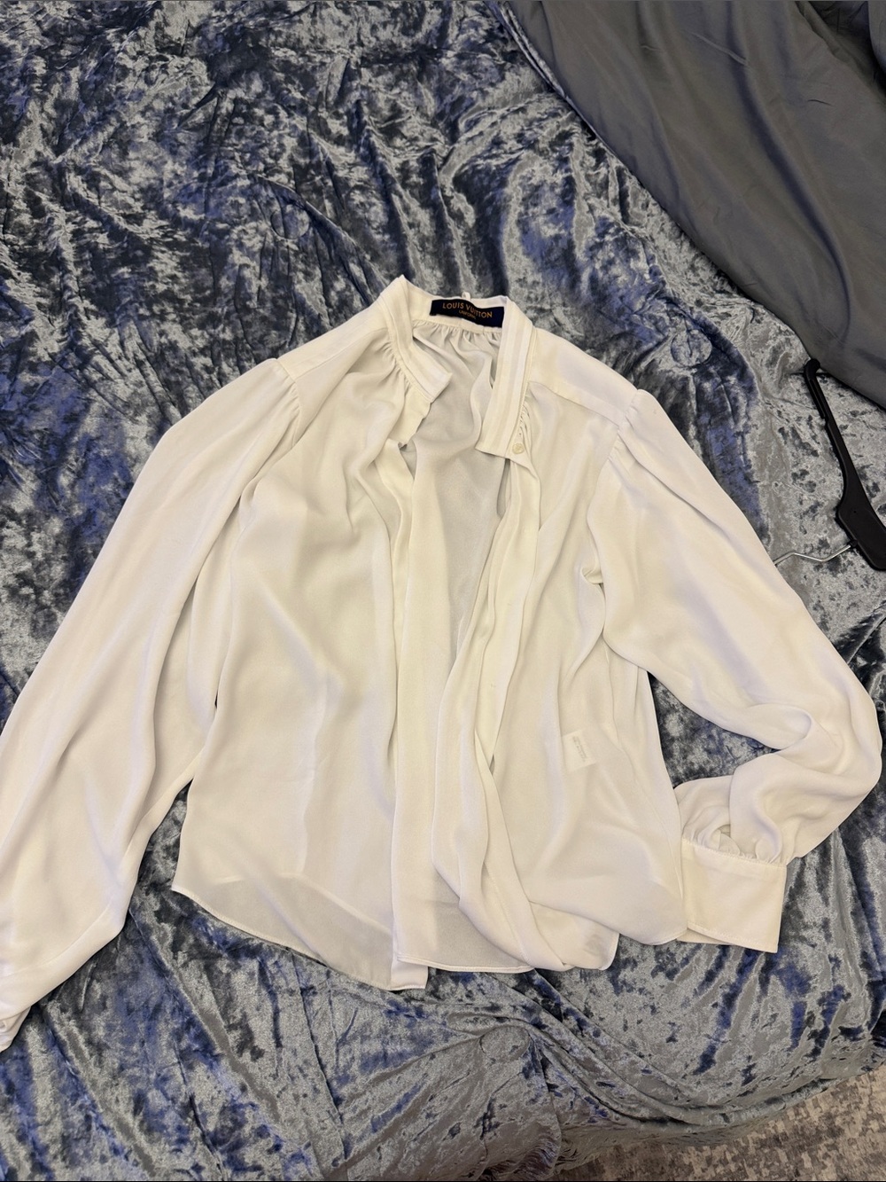 Louis Vuitton Ivory Tie-Neck Silk Blouse
